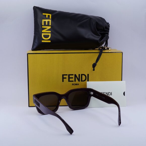 Fendi FE40119I 69E Square Sunglasses - Red/Brown - Picture 4 of 9